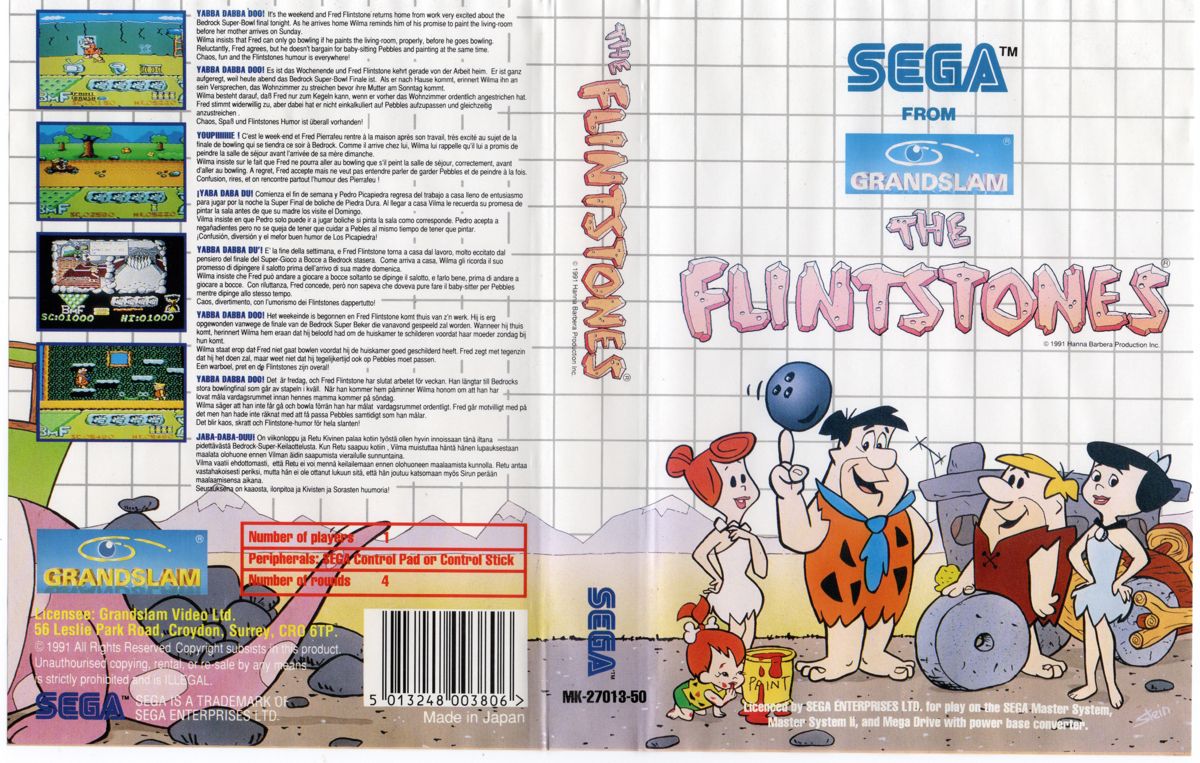 The Flintstones box art for Sega Master System